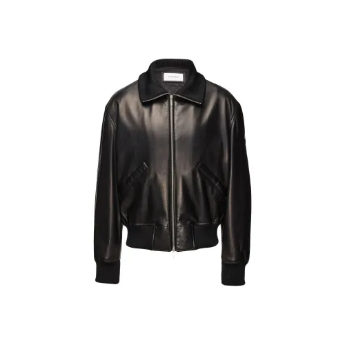 FERRAGAMO FW23 Кожа Куртка Мужская Черная