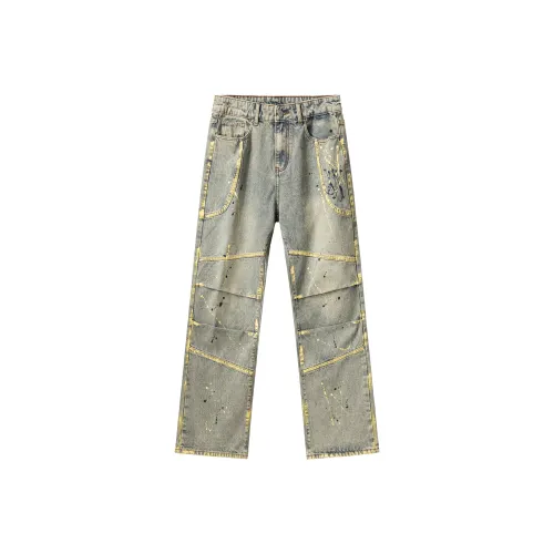 XINYINSU SS24 Джинсы Унисекс Желтый Грязь