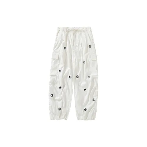 Crying Center Белые унисекс брюки карго