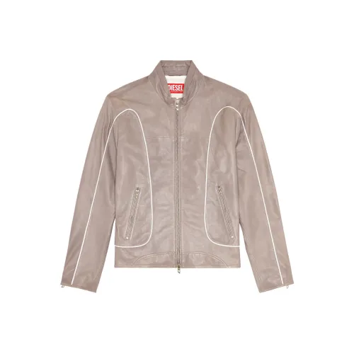 DIESEL Буква Узор Облегающий Воротник-стойка Куртки Мужские Светло-серый