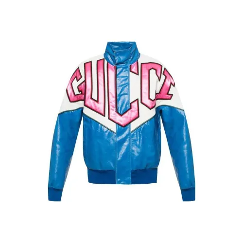 GUCCI SS23 Кожа Куртка Мужская Синяя