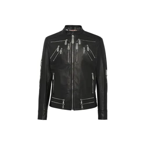 PHILIPP PLEIN Черные Мужские Кожаные Куртки