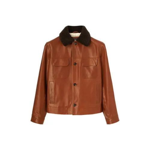 Loro Piana Little Cow Коричневый Мужская Кожаная Куртка