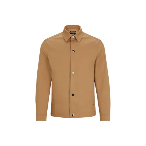 Hugo Boss Relaxed Fit Куртка из эластичного хлопка с пресс-заклепками Куртки и Пальто Мужской Светлый Умбра