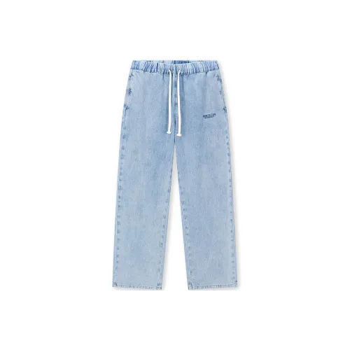 BONELESS Cut Jeans Unisex Washed Blue