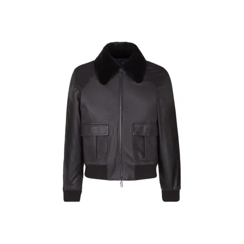 Fendi Черные Мужские Кожаные Куртки