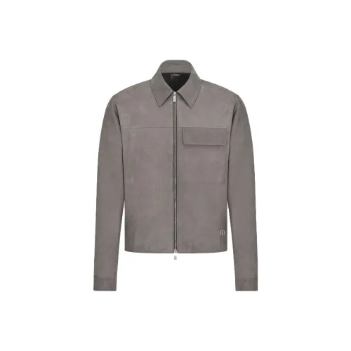 DIOR Серый Мужская Кожаная Куртка