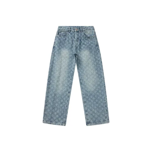 KM Светло-синие унисекс джинсы