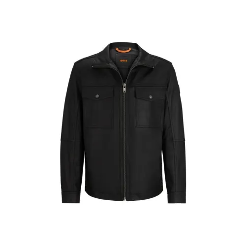 Hugo Boss SS24 Кожаная Куртка Мужская Черная