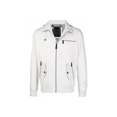 PHILIPP PLEIN Белый Мужская Кожаная Куртка