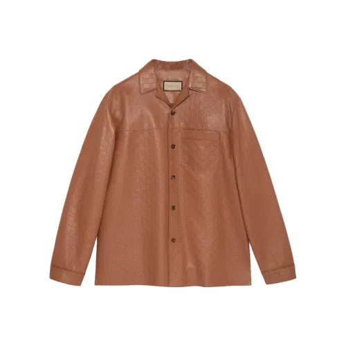 GUCCI Кожа Куртка Мужская Коричневая