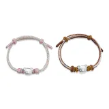 Бамбук Медведь Браслет-шнурок-Розовый+Коричневый