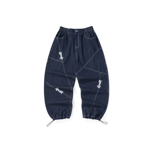 GENANX Штаны с манжетами Джинсы Унисекс Джинсовый синий