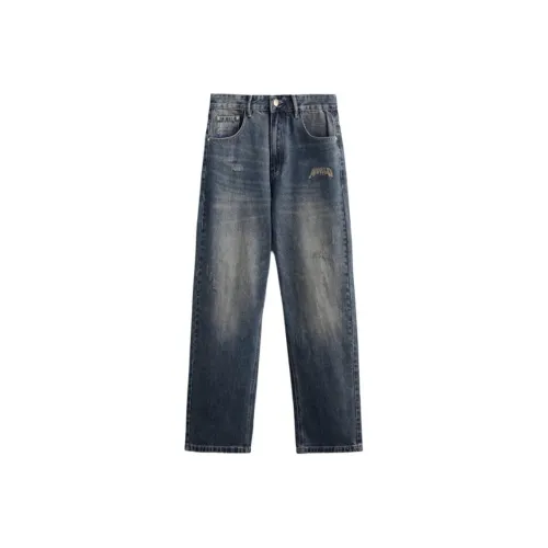 JFU Винтажные синие мужские джинсы