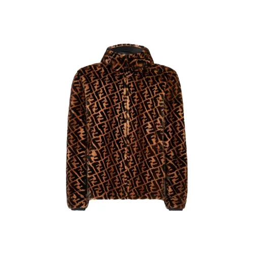 Fendi Коричневый Мужская Кожаная Куртка