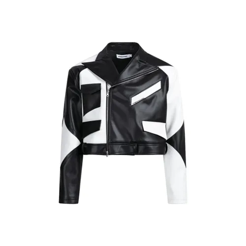 WBWK Черный Белый Мужская Кожаная Куртка