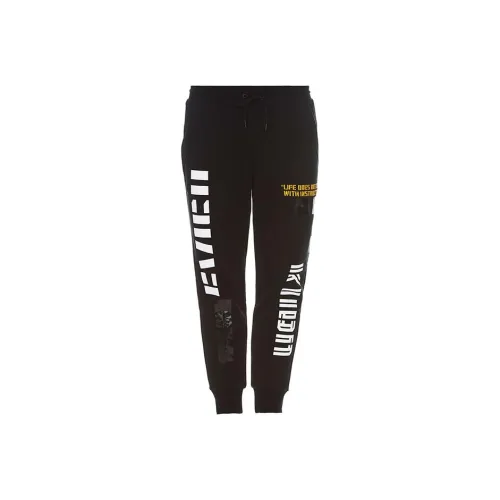 EVISU Штаны с манжетами умеренный повседневные унисекс мужской черный