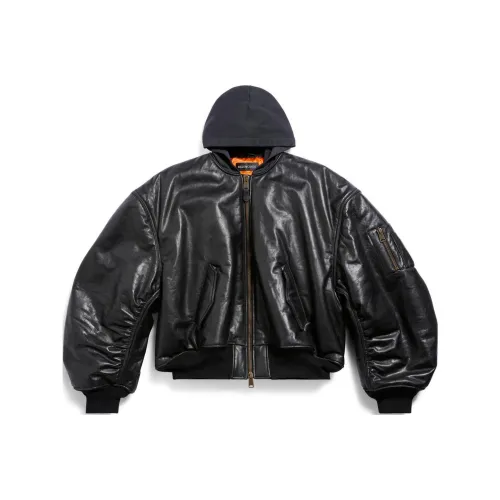 Balenciaga Кожаная куртка унисекс черного цвета