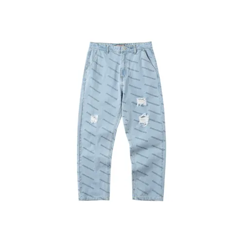 ENSHADOWER Прямой крой Брюки Джинсы Unisex Light Синий