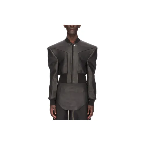 RICK OWENS совместный бренд RO SS24 кожаная куртка мужская черная