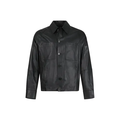 EMPORIO ARMANI SS23 Кожаная куртка мужская черная