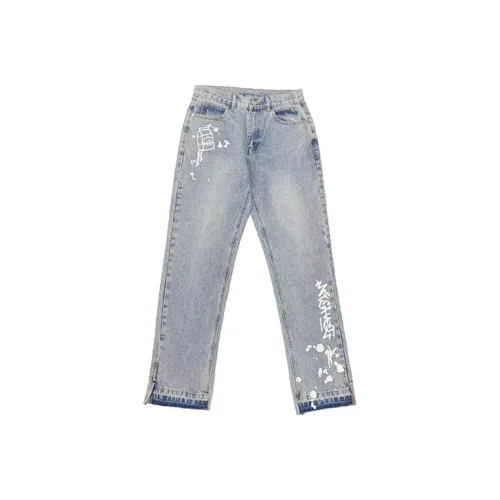 M26D Прямой крой Брюки Джинсы Унисекс Небесно-синий