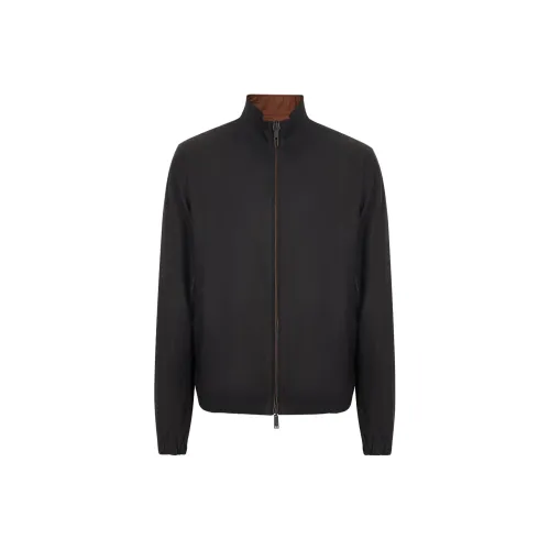 Ermenegildo Zegna Мужские кожаные куртки морского синего цвета