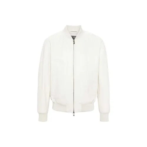 EMPORIO ARMANI SS24 Кожаная куртка мужская белого цвета