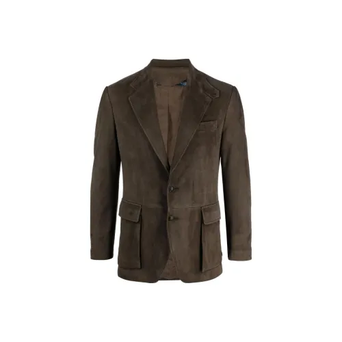 Polo Ralph Lauren Кожа Куртка Мужская Темно-Зеленая