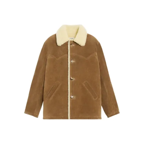 CELINE FW23 Кожа Куртка Мужская Бежево-Желтая