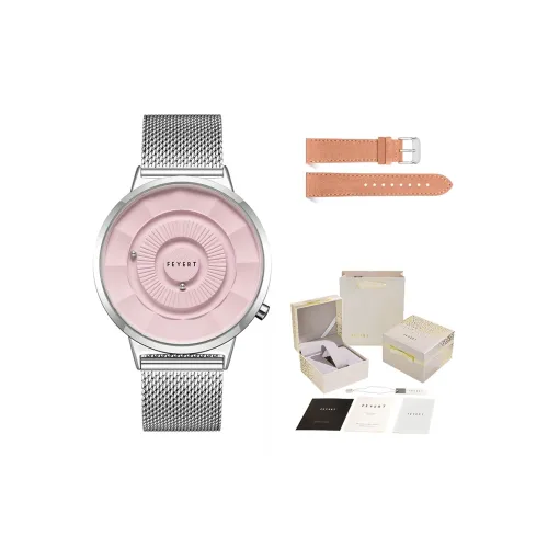FEYERT Кварцевый механизм ремешок из нержавеющей стали женские часы розовый циферблат
