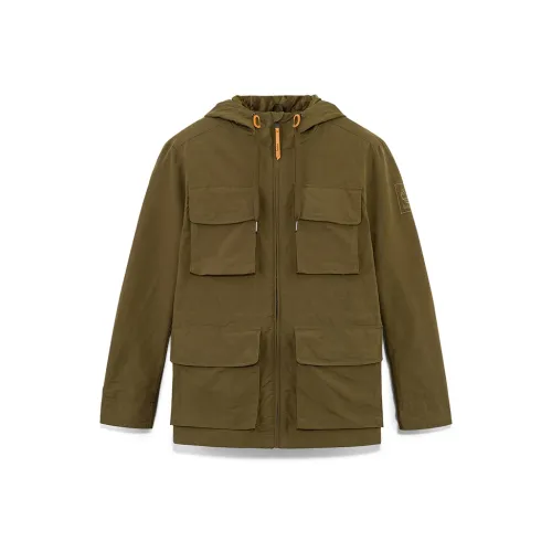 Timberland Хлопковый пуховик Мужской Темно-оливковый зеленый