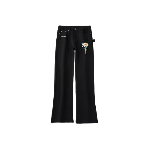 BOS BEAR Черная вышивка Унисекс Джинсы