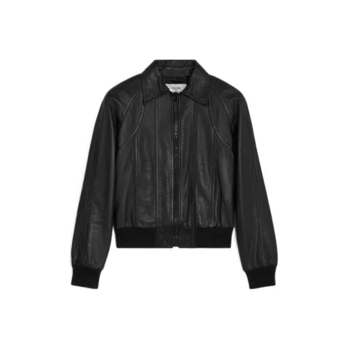 CELINE DYSFUNCTIONAL BAUHAUS Мужские коллекции FW22 Кожа Куртка Мужская Черная