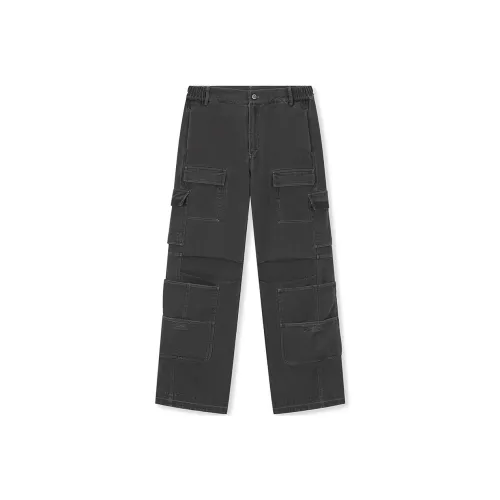 Безшовный крой, темно-серый, унисекс, брюки карго