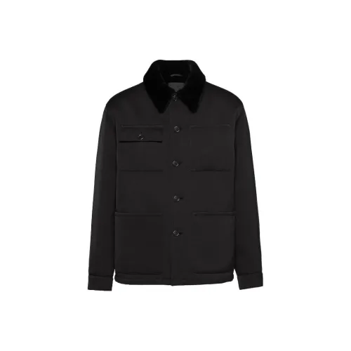 PRADA Кожа Куртка Мужская Черная