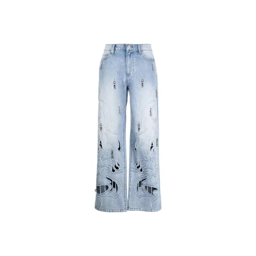 FENG CHEN WANG Синие Унисекс Джинсы