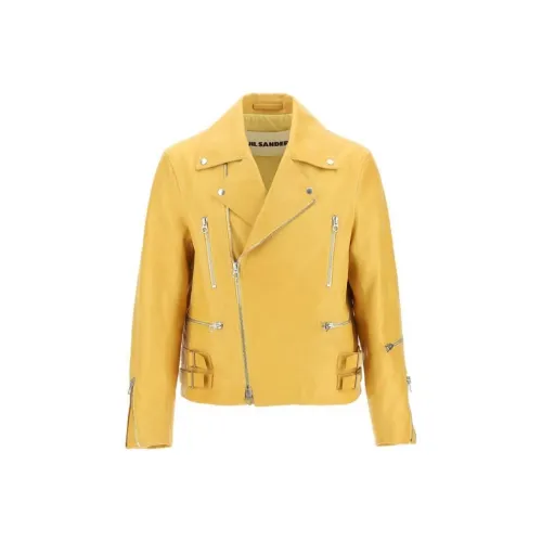JIL SANDER Желтый Мужская Кожаная Куртка