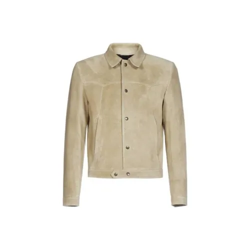 SAINT LAURENT Мужские кожаные куртки телесного цвета