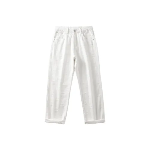 SONGS ALONG Белые Унисекс Джинсы