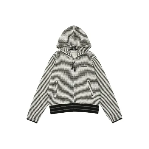 GENANX Куртки и пальто унисекс черно-белые полосы