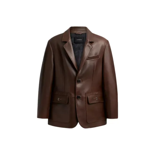 COACH Кожа Куртка Мужская Коричневая