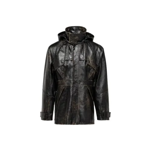 PRADA Кожа Кабан Куртка Куртки и Пальто Мужской Черный