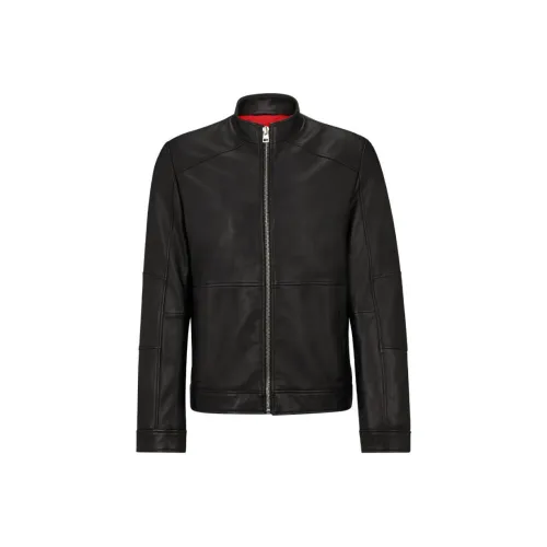Hugo Boss Кожа Куртка Мужская Черная