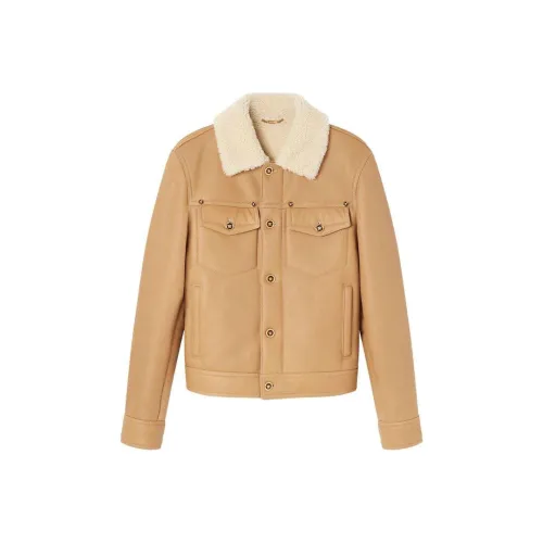 VERSACE SS24 Кожаная куртка мужская песочно-бежевого цвета