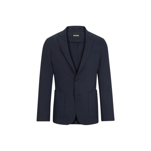 Hugo Boss Slim Fit Однобортная Куртка из Смесь льна и ткани Куртки и Пальто Мужская Темно-синяя