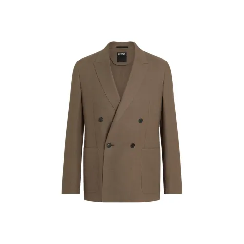 Zegna SS25 Бизнес-костюм Пальто Мужской Тауповый