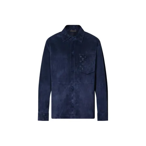 LOUIS VUITTON SS23 Кожаная куртка мужская синяя