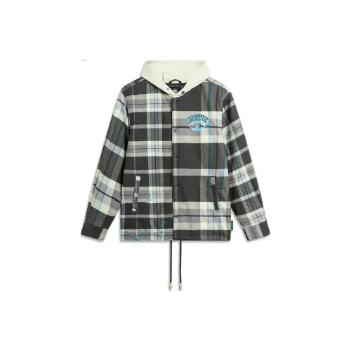 LINING Badfive Хлопковый пуховик Мужской Серый Зеленый Клетка