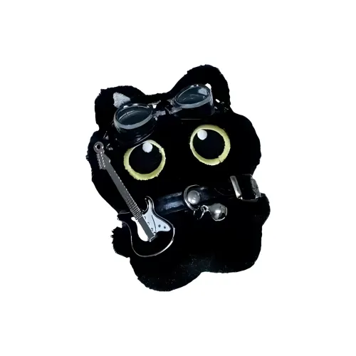 JIUJI Extremely Cute Big Eyed Little Черный кот Muhu Куклы Плюшевый Брелок 10 см Высота